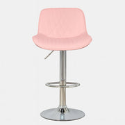 Stylish Pink Adjustable Bar Stool with Footrest / Elegant Pink Upholstered Swivel Bar Chair
