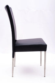 MODERN DINING CHAIR WITH BLACK VINYL UPHOLSTERY