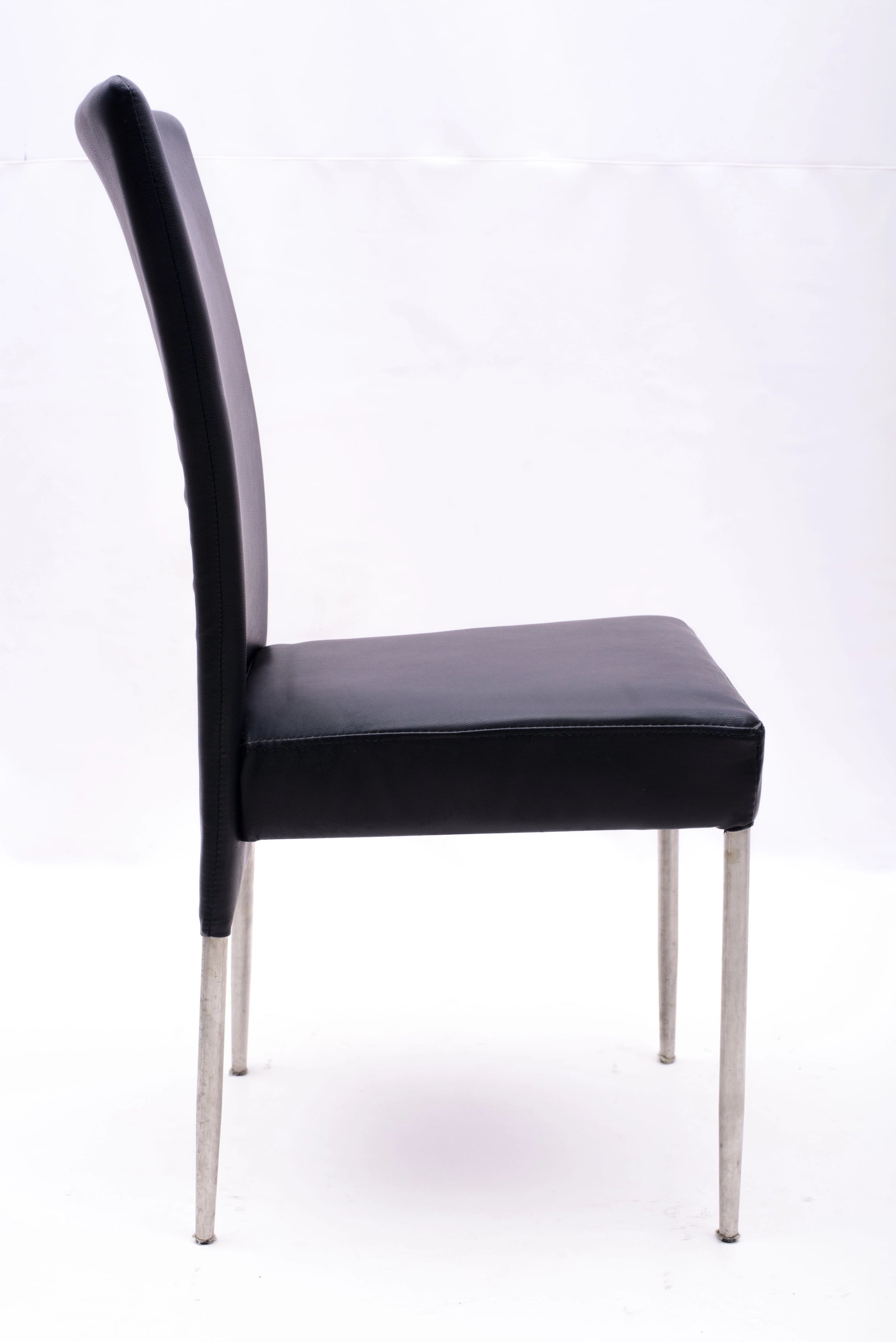 MODERN DINING CHAIR WITH BLACK VINYL UPHOLSTERY
