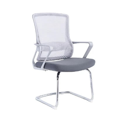 GRAY MESH VISITOR CHAIR WITH SUPPORTIVE BACK