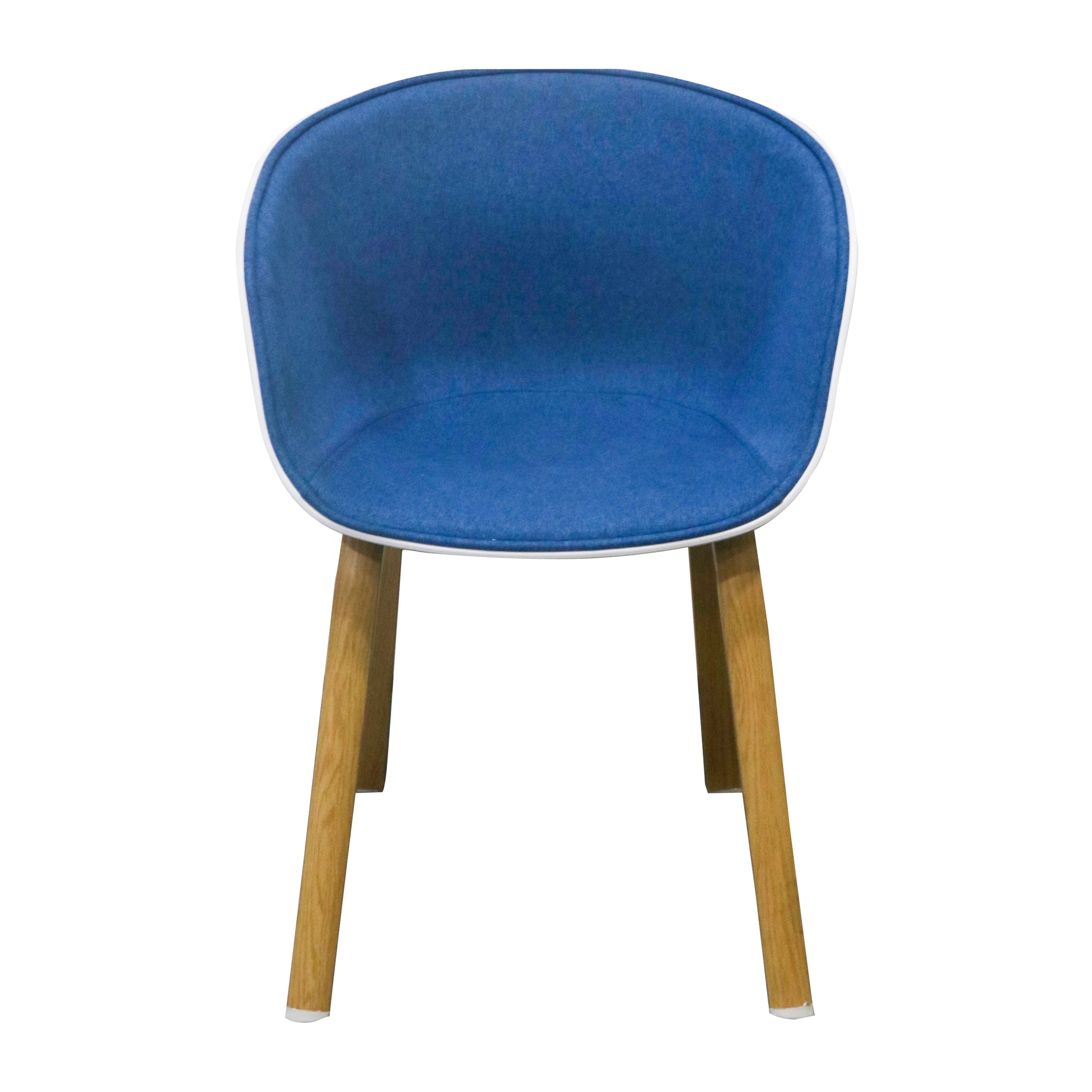 CURVED DESIGN BLUE CUSHION DINING CHAIR