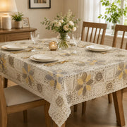 Dining Tablecloth with Floral Lace Design