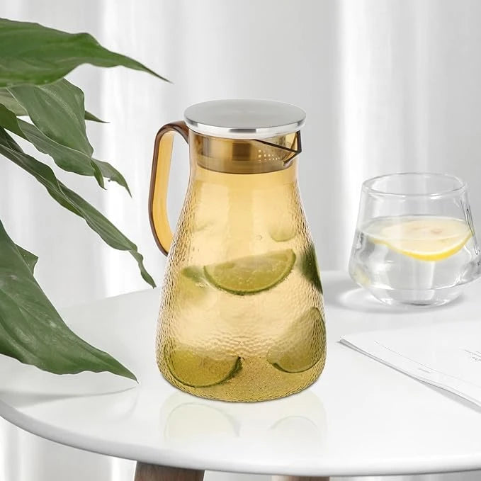 AMBER GLOW TEXTURED GLASS JAR