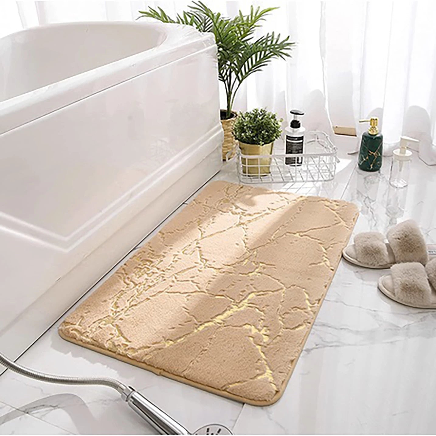 PREMIUM MARBLE DESIGN BATH MAT / ANTI-SLIP DECORATIVE FLOOR CARPET