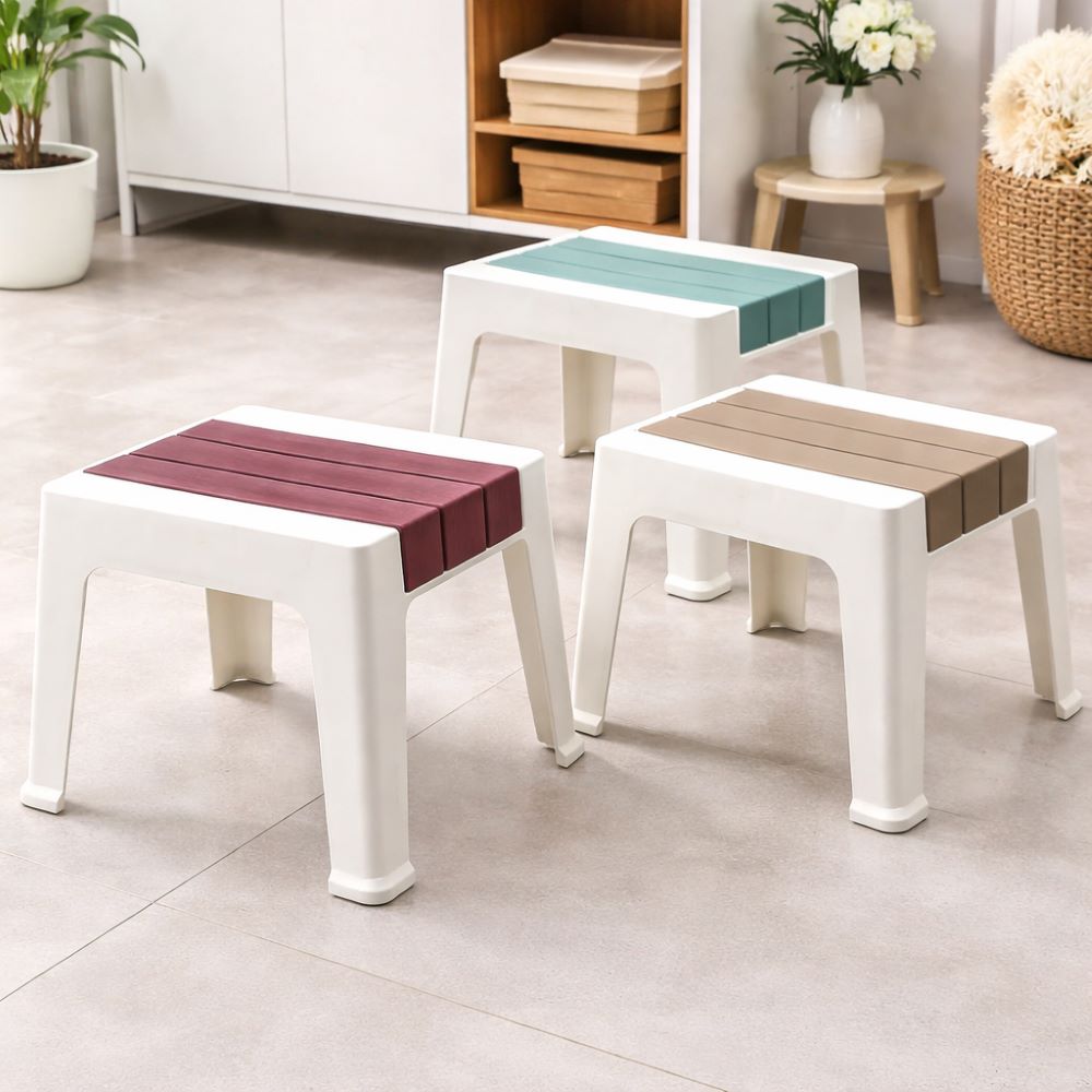 Modern Dual-Tone Plastic Utility Stool