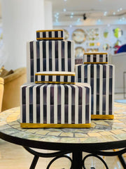 STRIPED ELEGANCE RECTANGLE CERAMIC POT