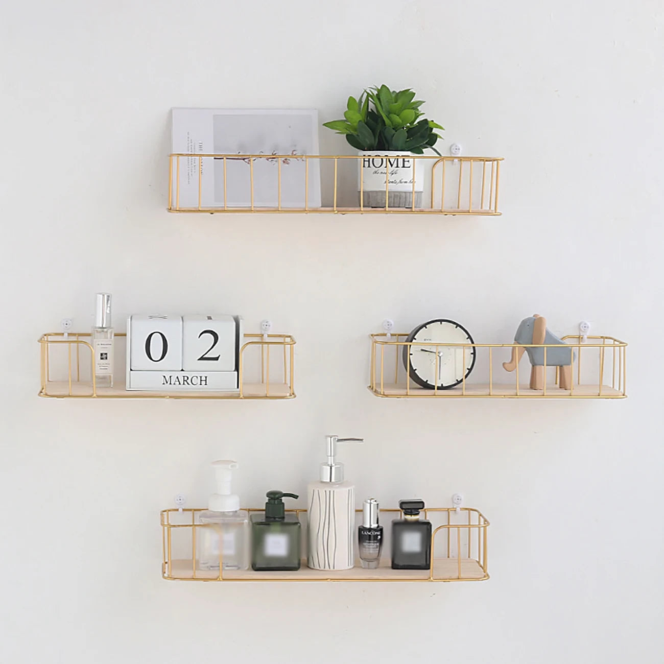 LARGE - WALL SHELF RECTANGLE SHAPE GOLD