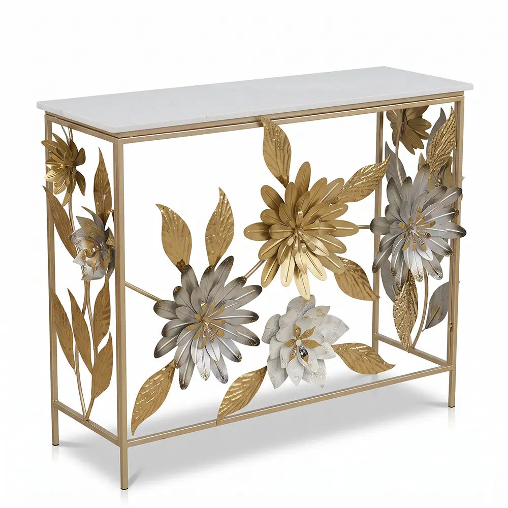 Elegant Floral Metal Console Table