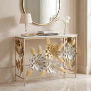 Elegant Floral Metal Console Table