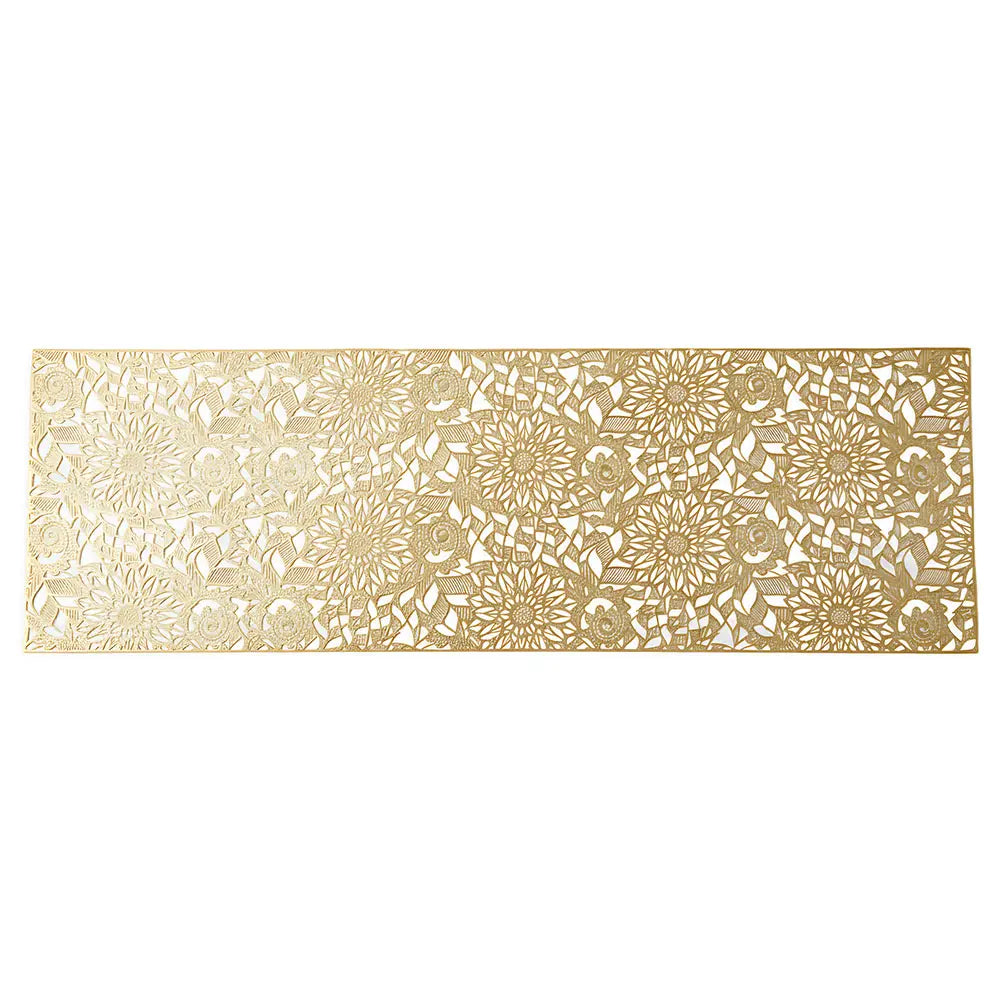 Elegant Gold Floral Lace Table Runner