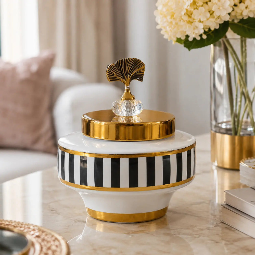 Elegant Striped Decorative Jar