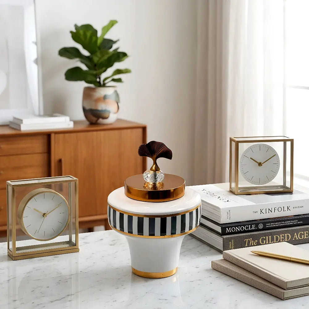 Elegant Striped Decorative Jar