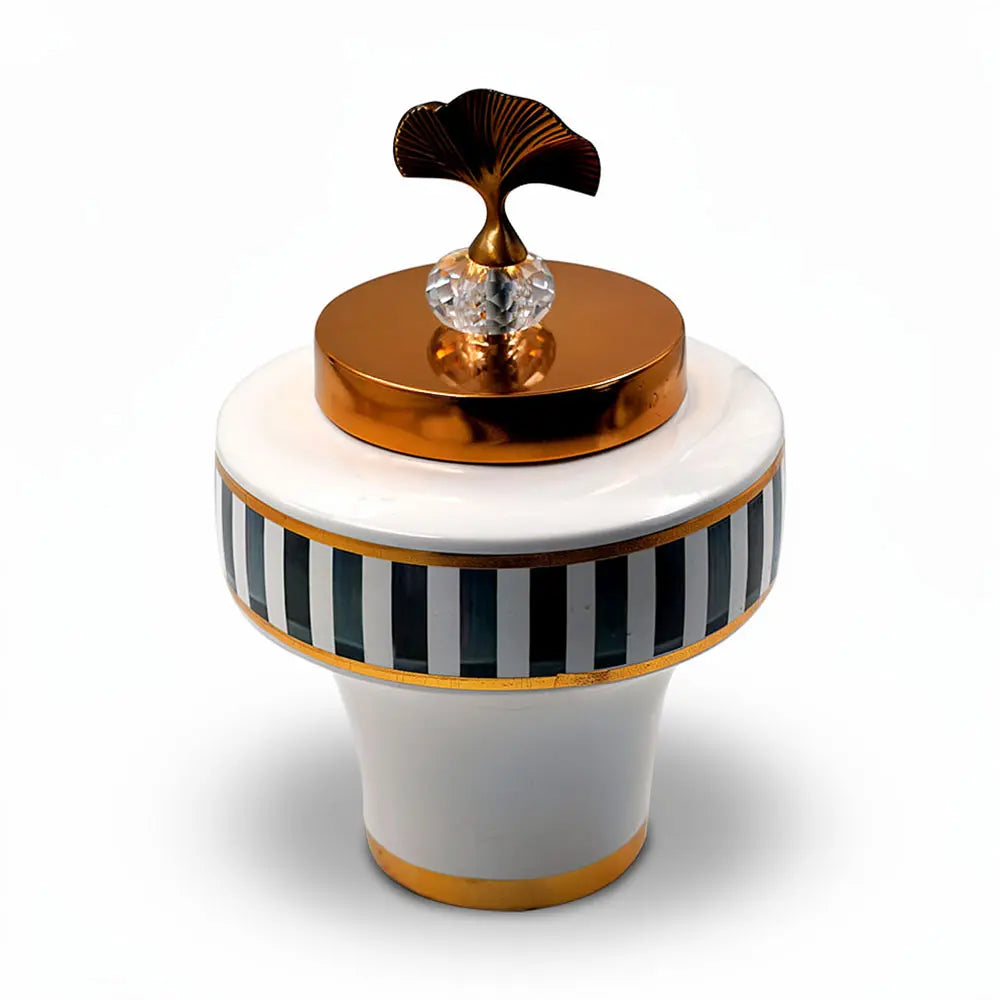 Elegant Striped Decorative Jar
