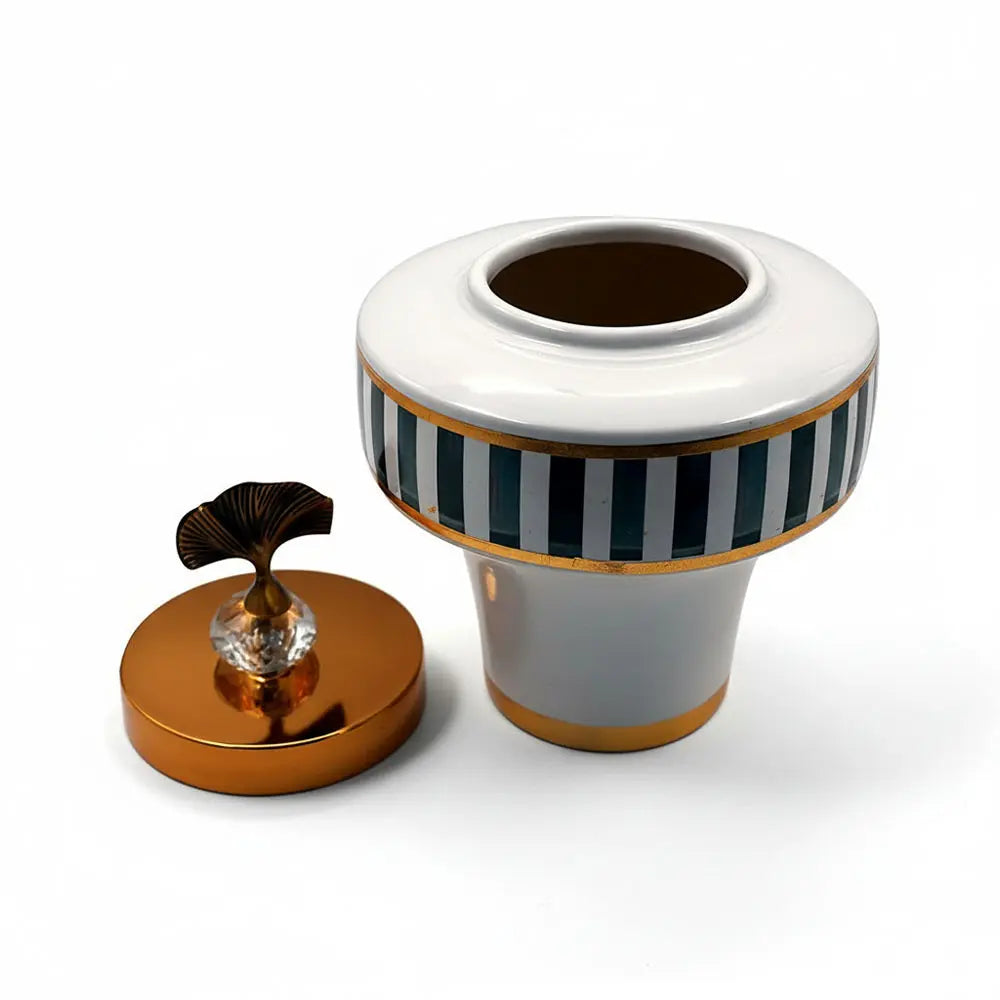 Elegant Striped Decorative Jar