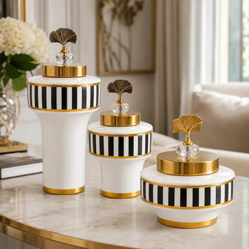 Elegant Striped Decorative Jar