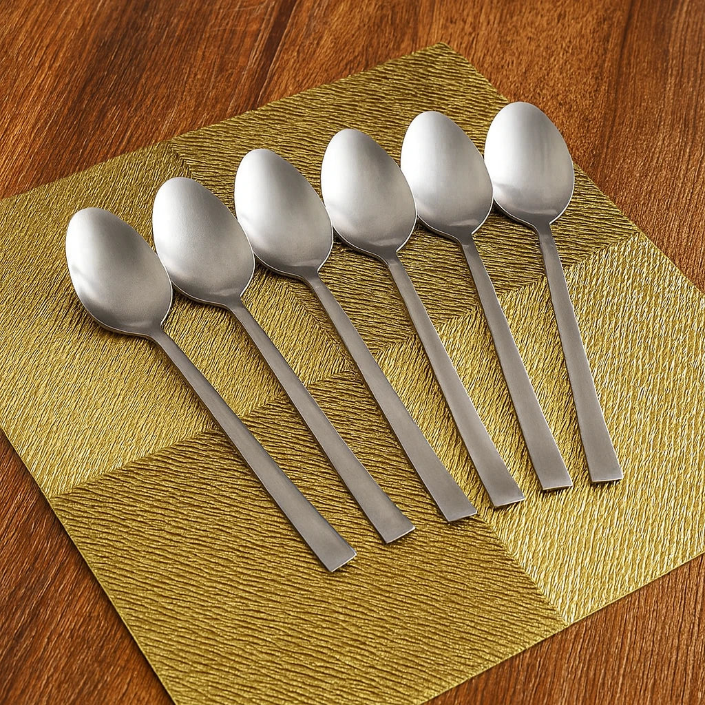 STAINLESS STEEL DINNER SPOON SET – 6 PIECES | ESSENTIAL TABLE SPOON CUTLERY | HIGH-QUALITY SPOON SET