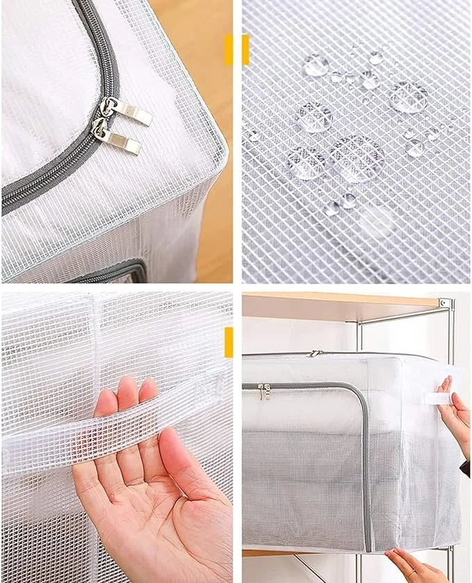 66L PVC MOONDAY GREY ZIPPED STORAGE ORGANIZER BOX