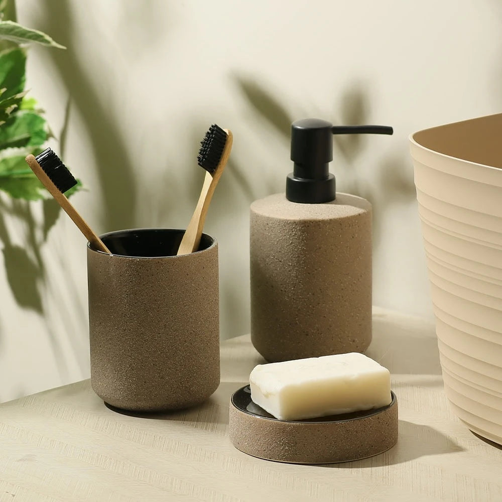CERAMIC STONEWARE BATHROOM SET - 3PCS