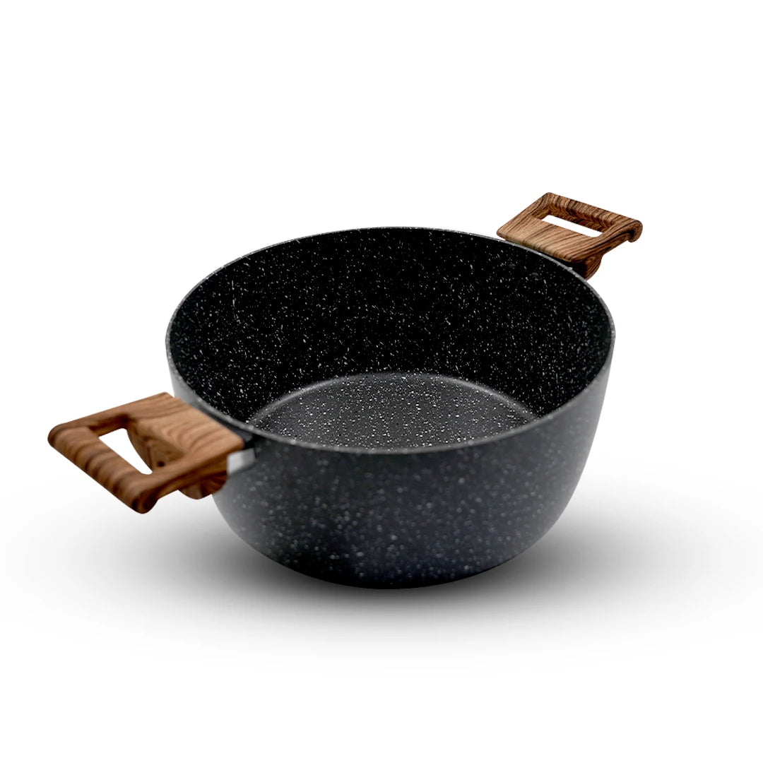 STONEWAVE GRANITE STYLE COOKWARE WITH GLASS LID – DARK GREY