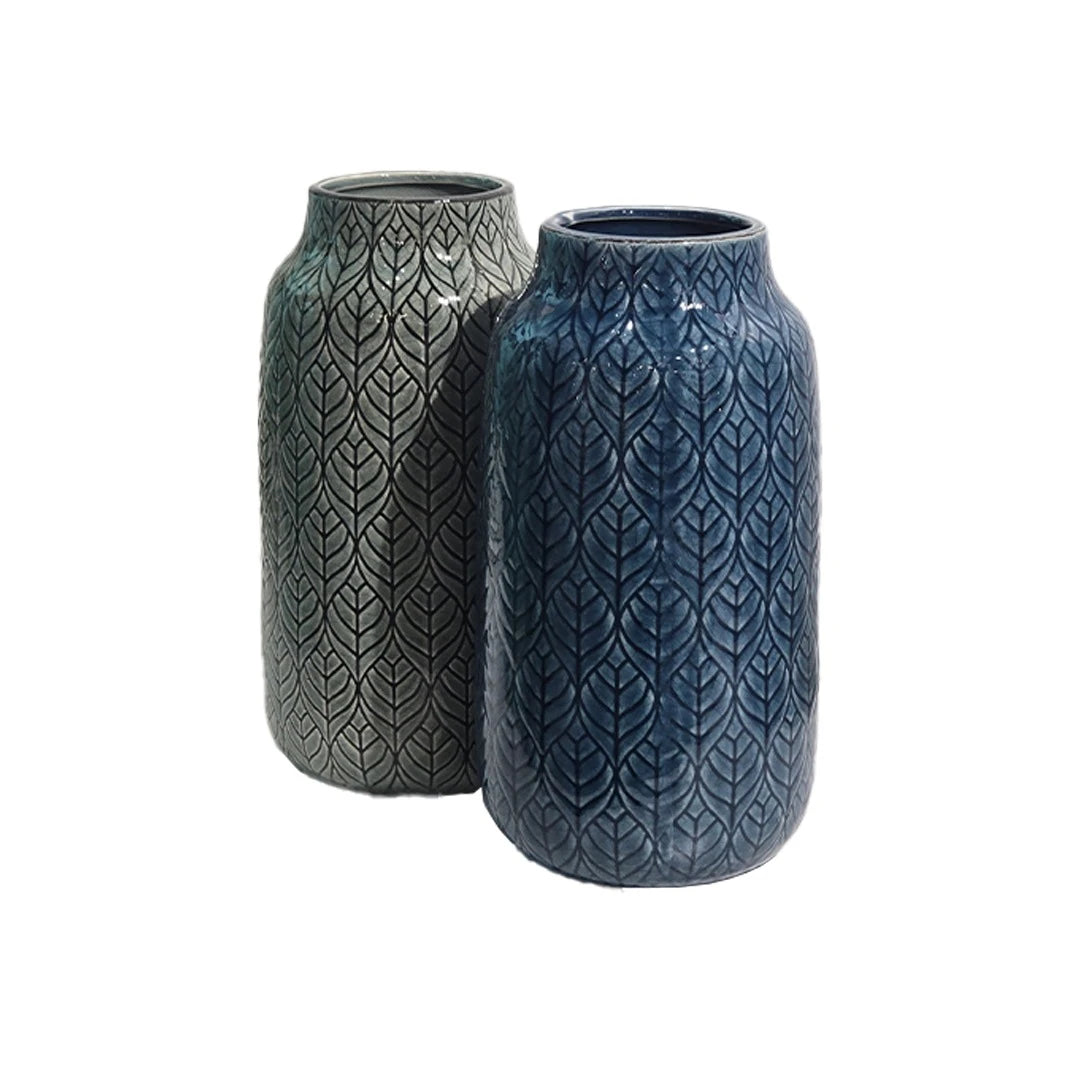 LEAF TEXTURED FLORAL CERAMIC VASE