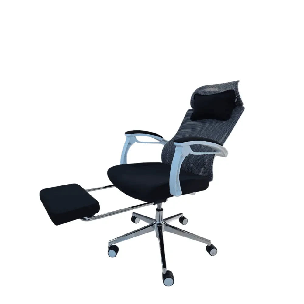 HIGH-BACK OFFICE CHAIR WITH ADJUSTABLE LUMBAR AND EXTENDABLE FOOTREST