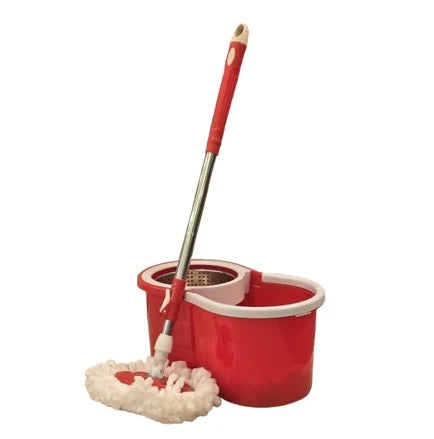 PREMIUM 360° EASY SPIN TURBO MOP WITH DUAL-BUCKET SYSTEM - RED