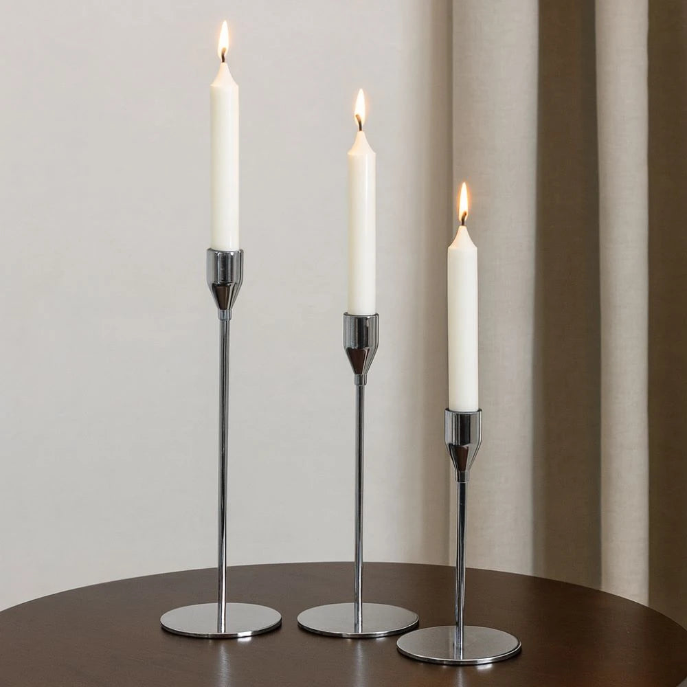Modern Decorative Trio Candle Holder Set - Silver
