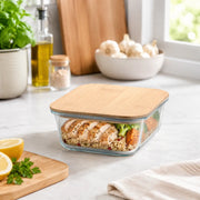 Glass Food Storage Container with Bamboo Lid