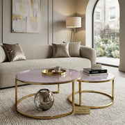 Gold Metal Frame Coffee Table Set