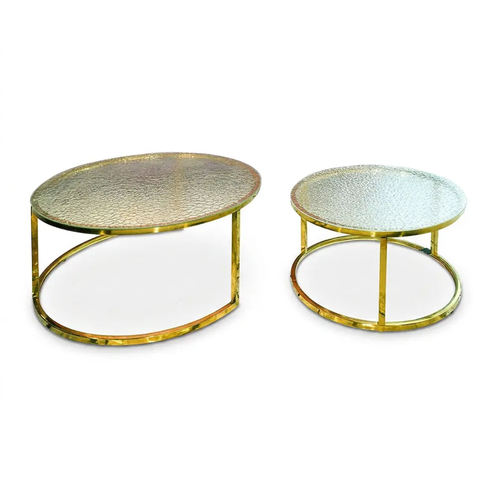 Gold Metal Frame Coffee Table Set