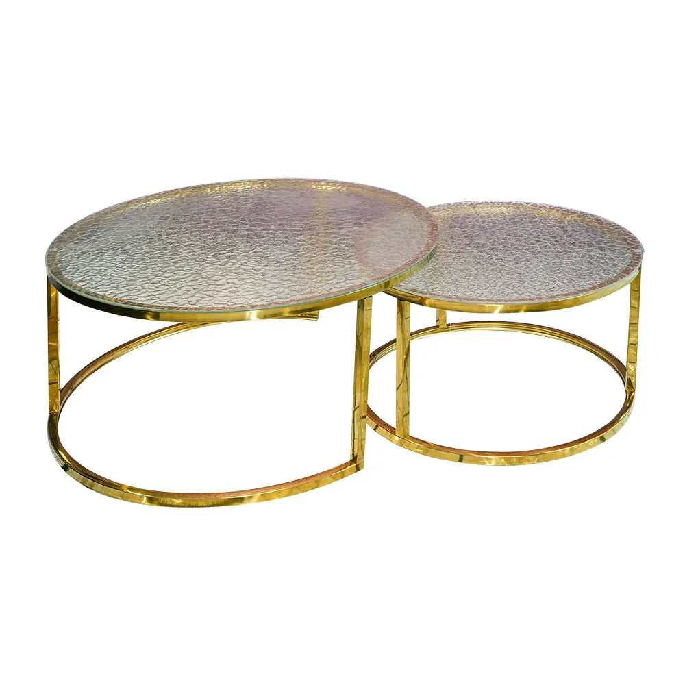 Gold Metal Frame Coffee Table Set