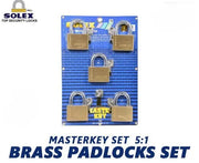 40 MM SOLEX 5:1 MASTER KEY HEAVY-DUTY BRASS PADLOCKS SET