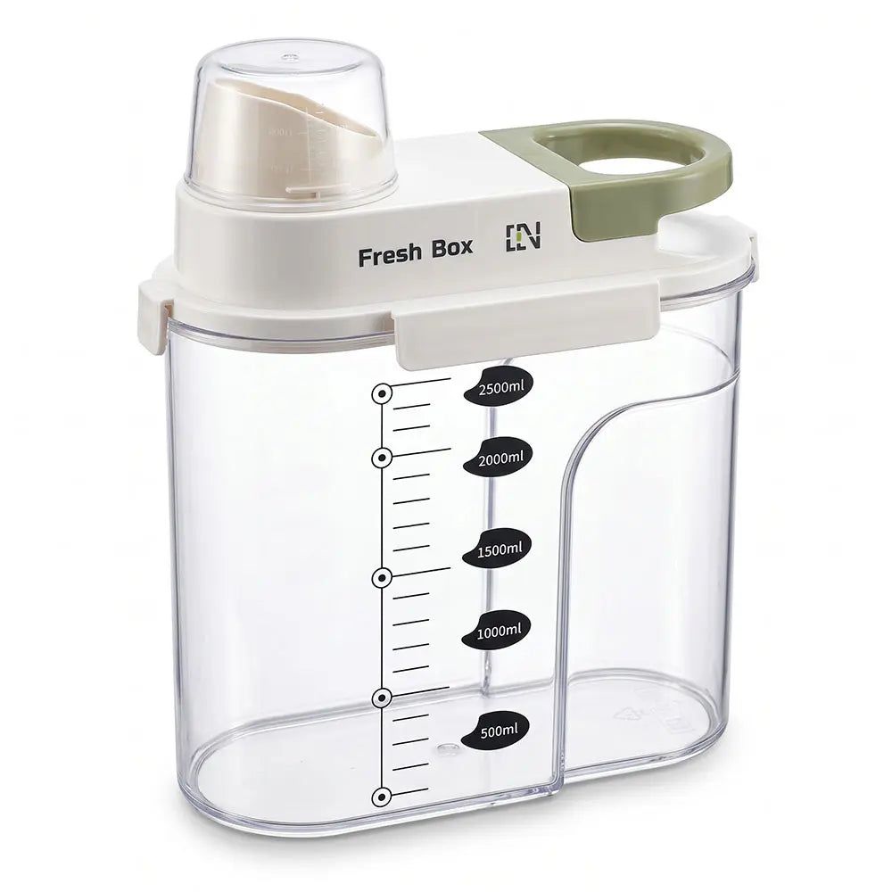 Grain Storage Dispenser with Measuring Cup