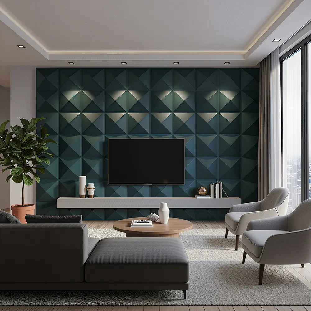 Green Geometric PVC 3D Wall Panel