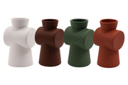 MODERN CROSS-SHAPED CERAMIC VASE | UNIQUE CROSS CYLINDER DESIGN POT
