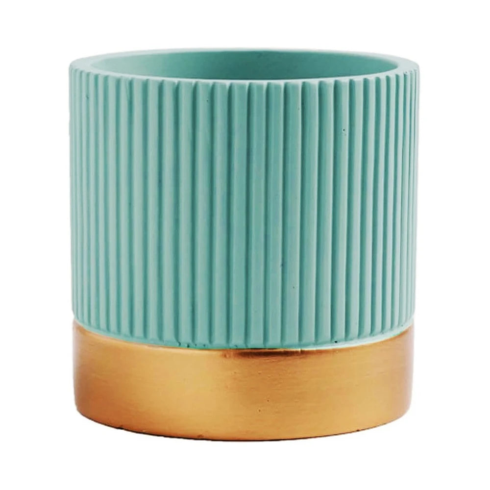 NORDIC STYLE ARTIFICIAL FLOWER POT WITH GOLD BORDER