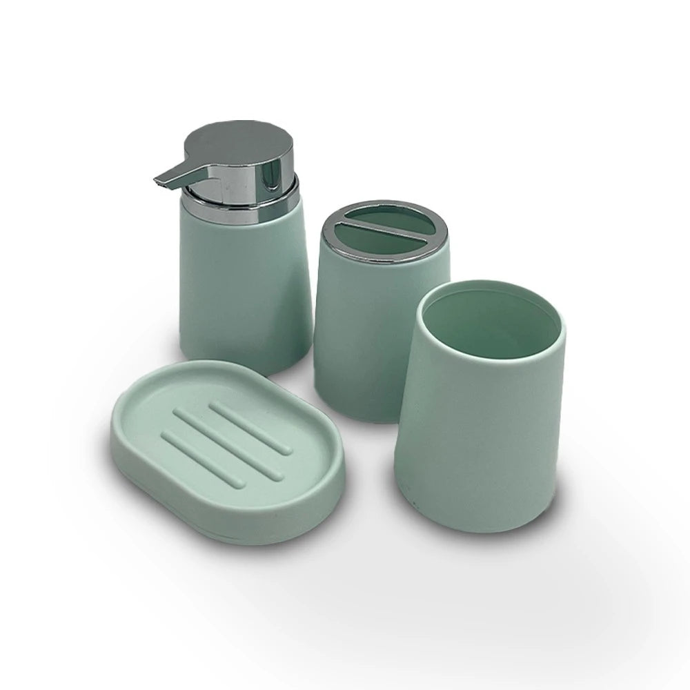 MODERN 4-PIECE BATHROOM ACCESSORIES SET - LIGHT GREEN