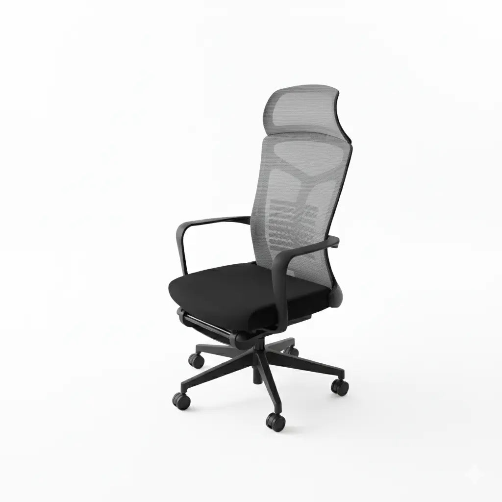 High-Back Mesh Executive Office Chair with Foldable Footrest