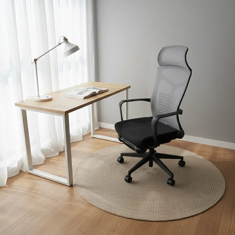 High-Back Mesh Executive Office Chair with Foldable Footrest