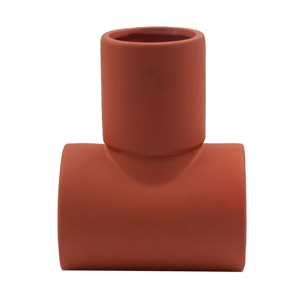 MODERN T-SHAPED CERAMIC VASE | CONTEMPORARY CYLINDER FLOWER VASE | DESIGNER CERAMIC FLOWER POT