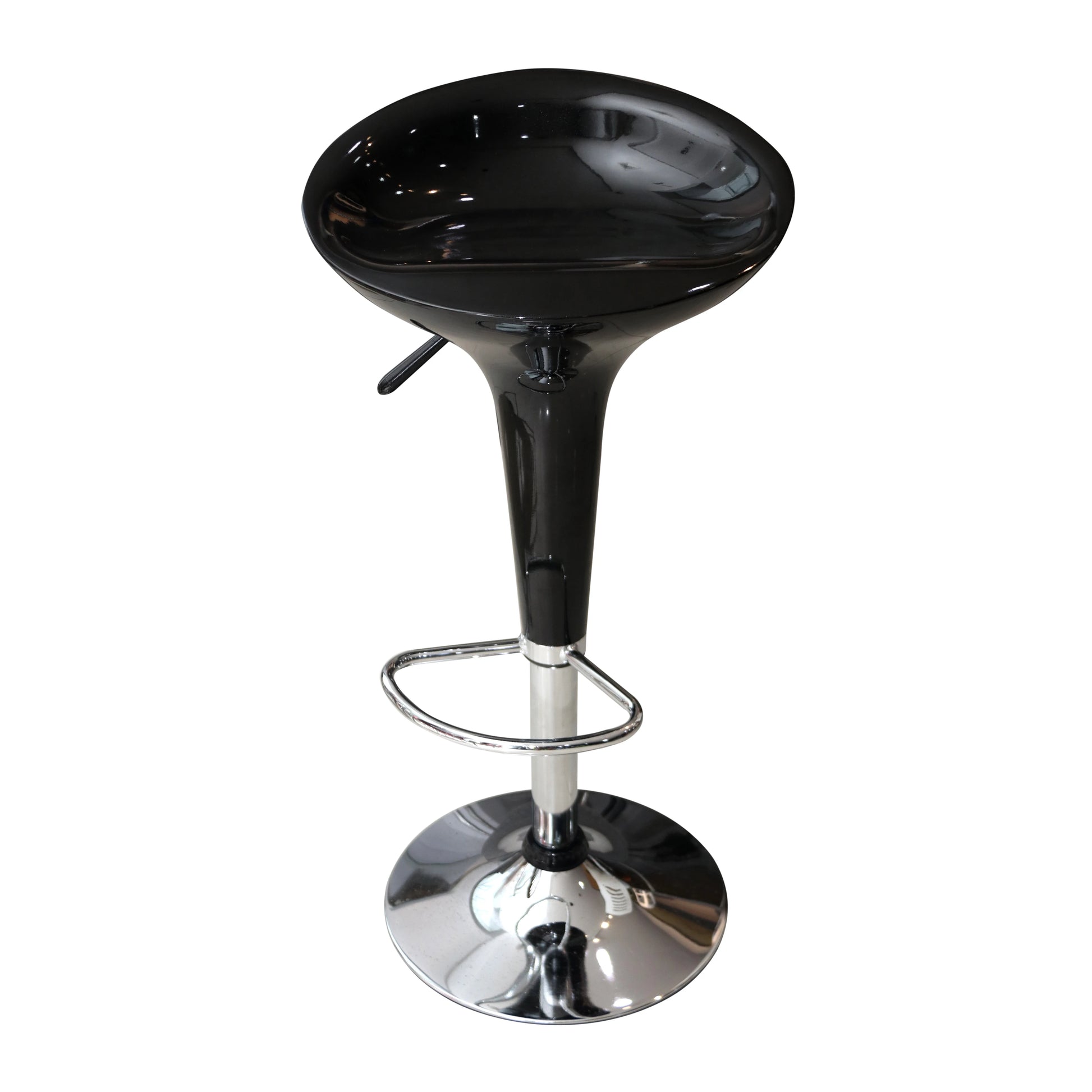 SWIVELEASE ADJUSTABLE CHROME BAR CHAIR / STYLISH CURVED HIGH-GLOSS BAR STOOL