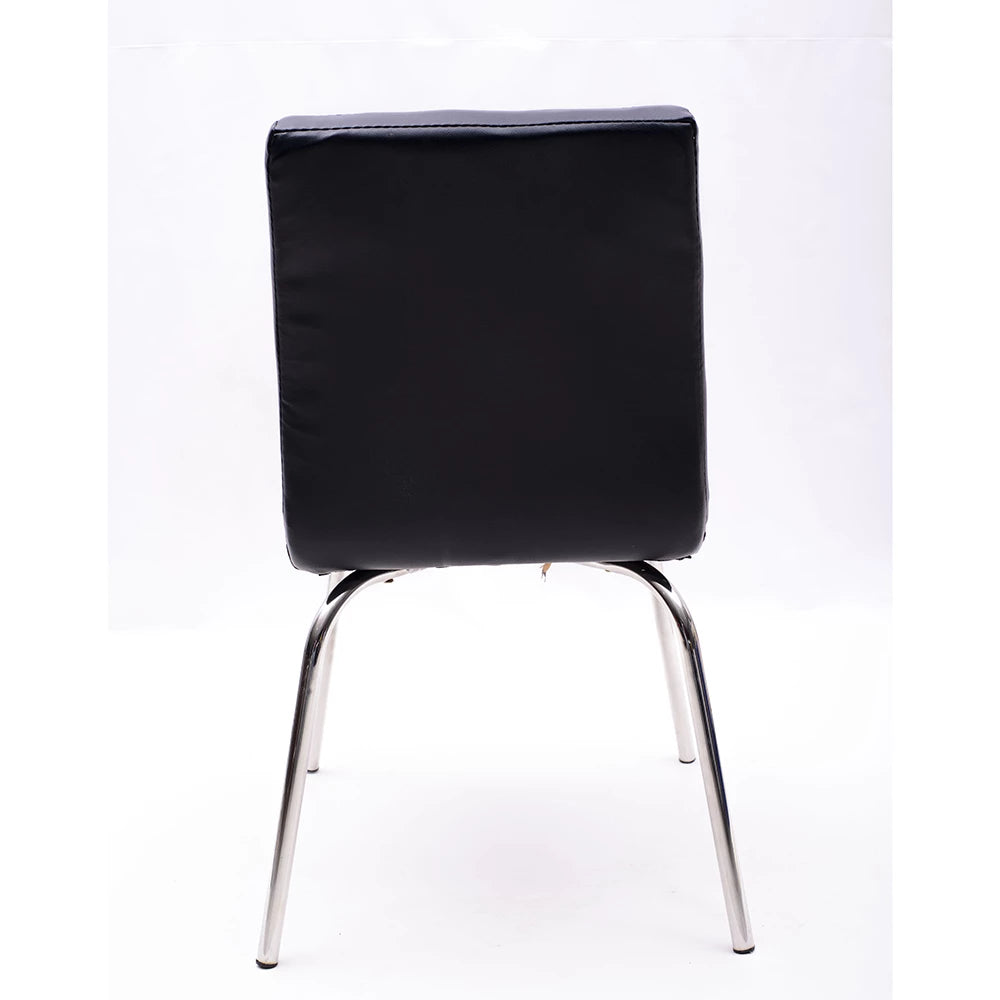 CONTEMPORARY DINING CHAIR WITH BLACK VINYL UPHOLSTERY