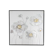 White Floral Embossed Canvas Wall Frame