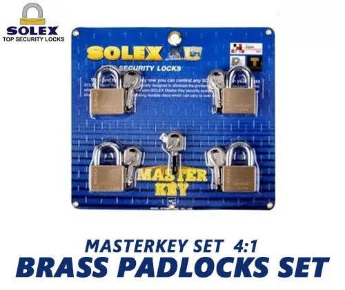 50MM SOLEX 4:1 MASTER KEY BRASS PADLOCKS SET – HEAVY-DUTY SECURITY LOCKS