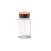 Square Glass Spice Container with Wooden Lid
