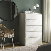 LUCENT TALL WHITE CHEST OF DRAWERS