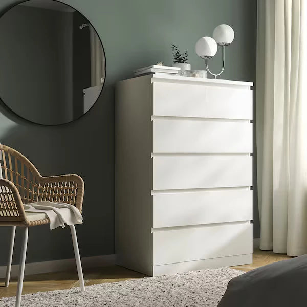 LUCENT TALL WHITE CHEST OF DRAWERS