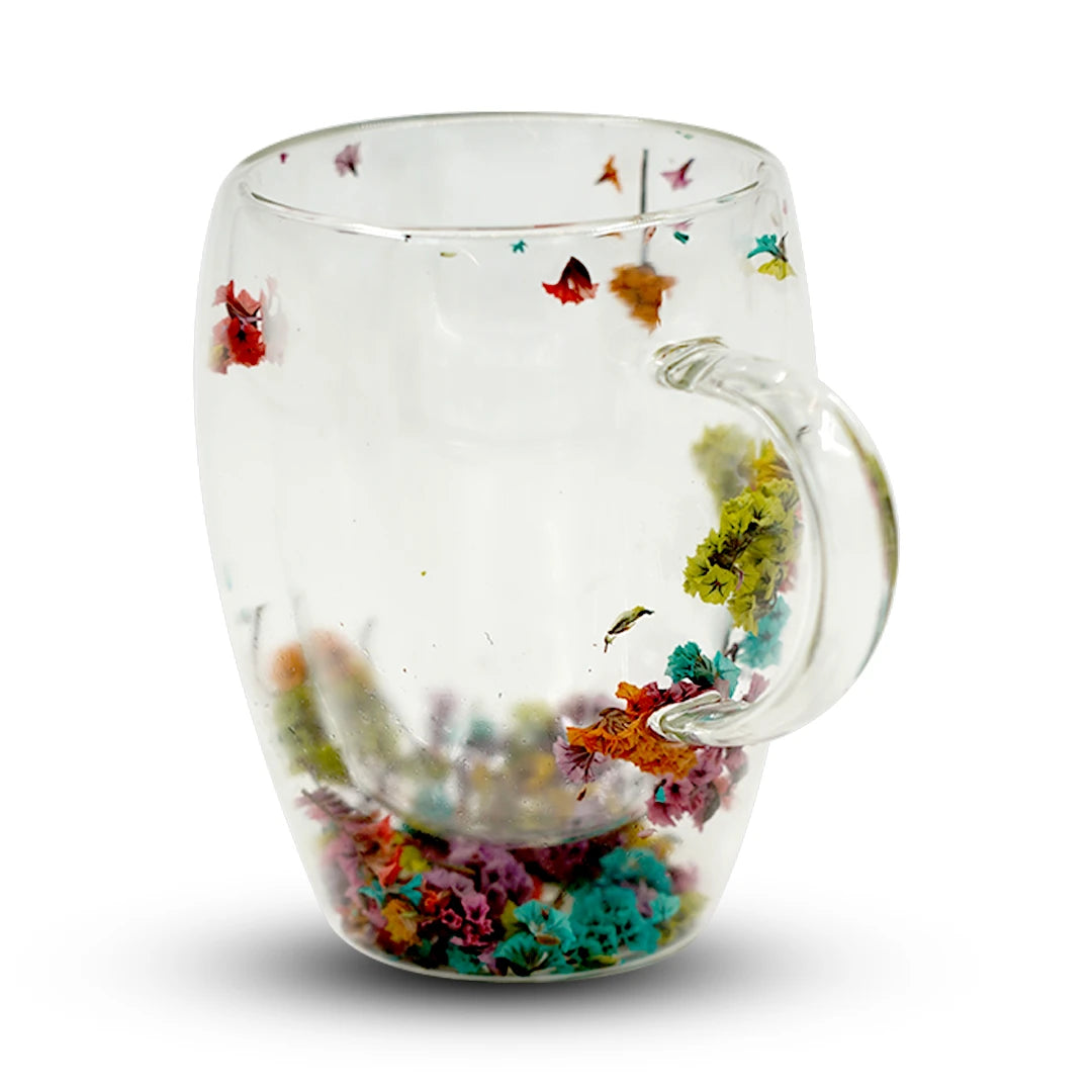 FLORAL PETAL DOUBLE-WALL GLASS CUP - 250ML