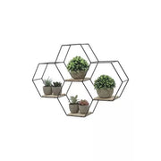 WALL SHELF HONEY COMB SHAPE BLACK