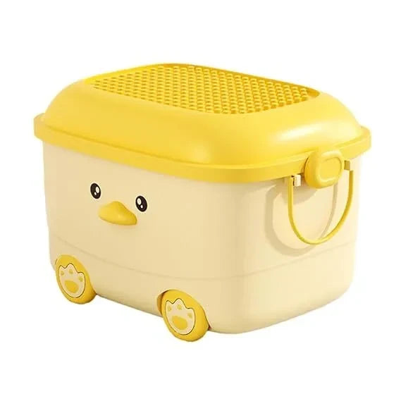 Cute Spacious & Playful Kids Storage Box / Stackable Children Organizer With Wheels & Handles